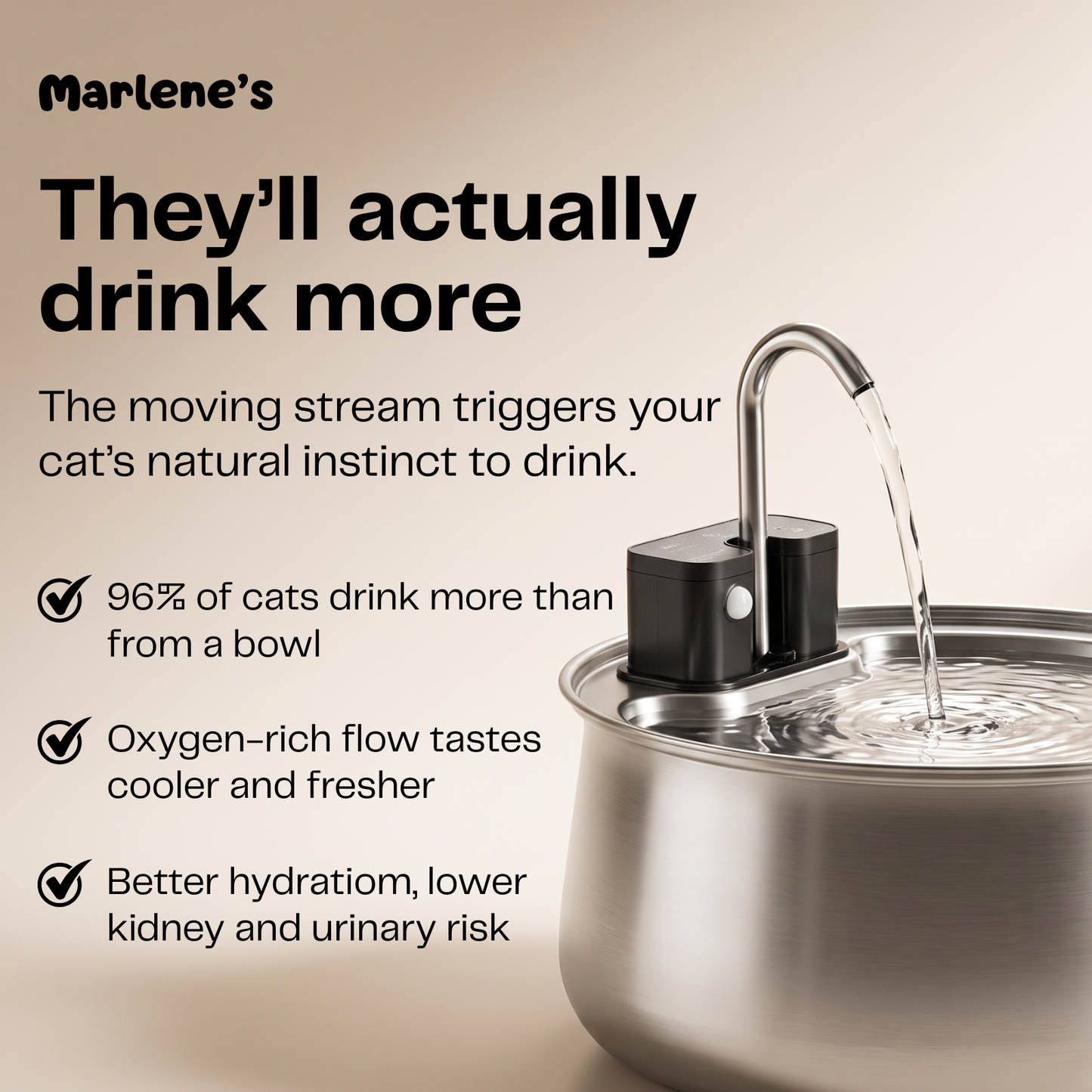Wireless Stainless Steel Water Fountain + Filters