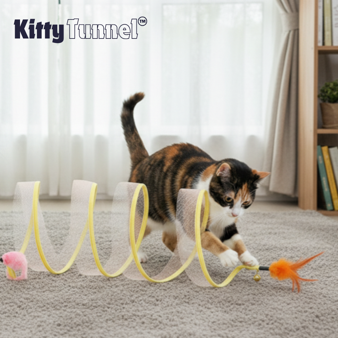 Túnel de juegos con plumas y sisal