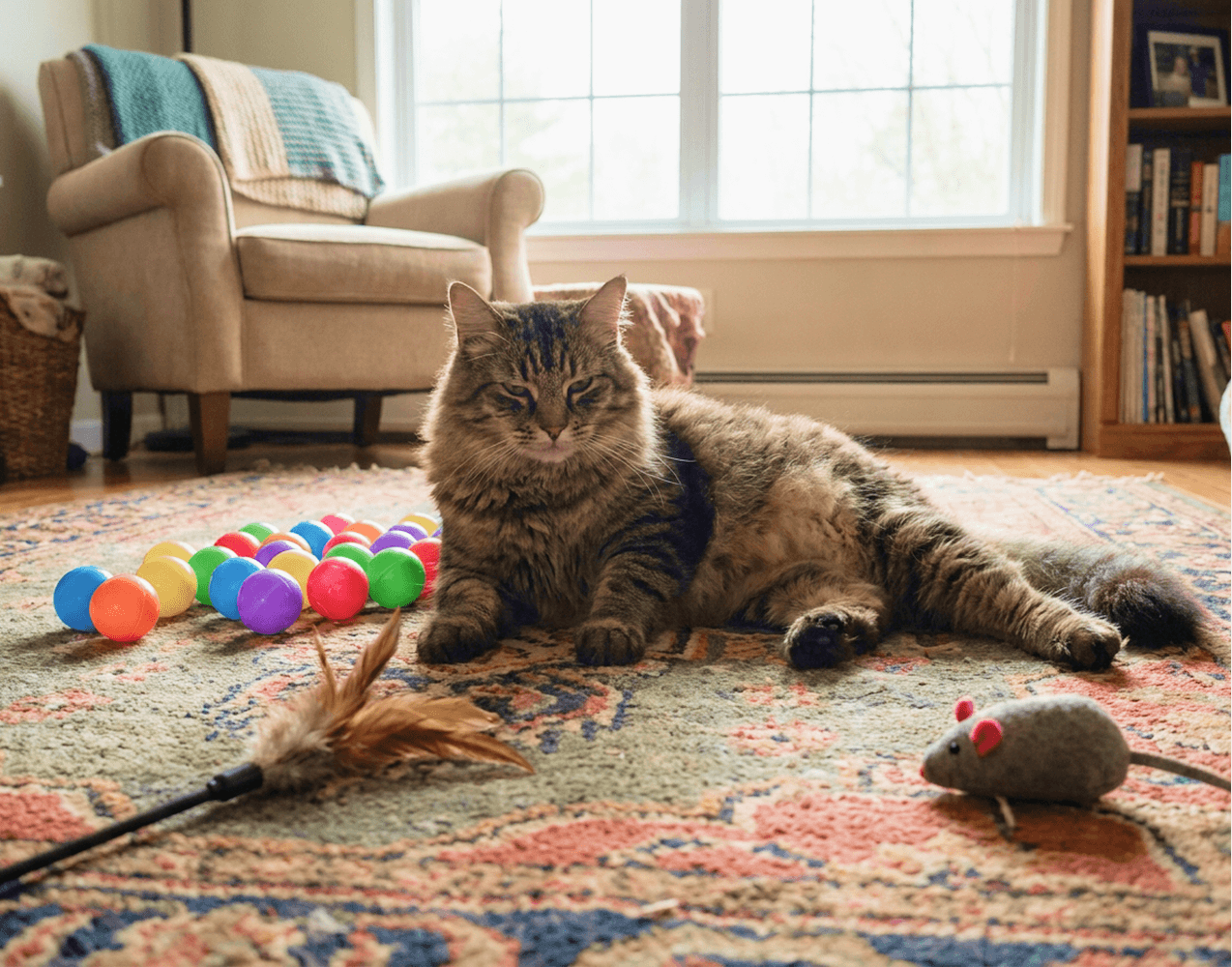 Cat ignoring toys